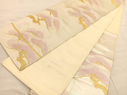 平和屋着物◎六通柄袋帯 唐織 老松 金銀糸 正絹 逸品 BAAV1901hv