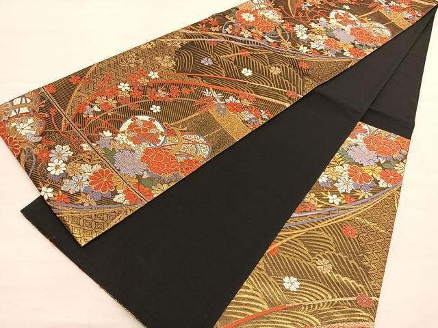 平和屋着物◎六通柄袋帯　唐織　几帳花鼓文　金銀糸　正絹　逸品　BAAV1924hv