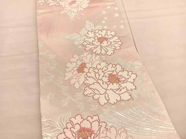 平和屋着物◎六通柄袋帯 唐織 牡丹 金銀糸 正絹 逸品 BAAV1942hv