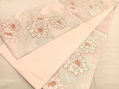 平和屋着物◎六通柄袋帯 唐織 牡丹 金銀糸 正絹 逸品 BAAV1942hv
