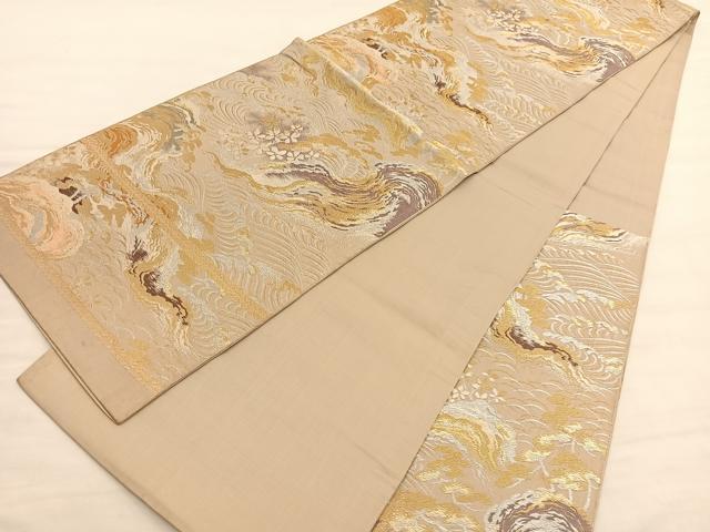 平和屋着物◎六通柄 本袋帯 唐織 立波花文 金銀糸 BAAV1950hv
