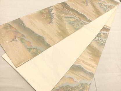 平和屋着物◎六通柄袋帯　唐織　国立公園　宿手湾　金銀糸　正絹　逸品　BAAV1952hv