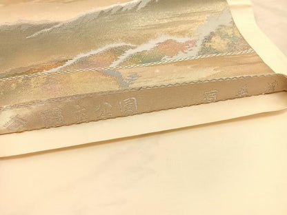 平和屋着物◎六通柄袋帯　唐織　国立公園　宿手湾　金銀糸　正絹　逸品　BAAV1952hv