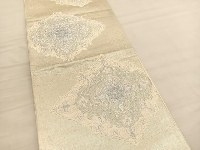平和屋着物◎六通柄袋帯 唐織 花菱文 銀糸 正絹 逸品 BAAV1953hv