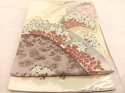平和屋着物◎六通柄袋帯　唐織　仁清花山文　金糸　正絹　逸品　BAAV1960hv