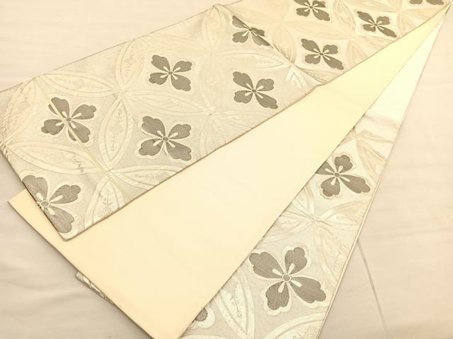 平和屋着物◎六通柄袋帯 七宝花文 プラチナつづれ 正絹 逸品 BAAV1965hv