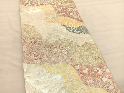 平和屋着物◎六通柄袋帯 道長更紗花菱文 金銀糸 正絹 逸品 BAAV1970hv