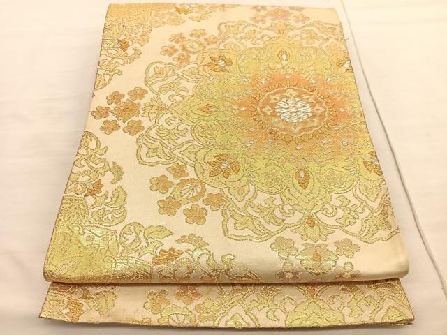 平和屋着物◎六通柄袋帯　飾花文　金銀糸　正絹　逸品　BAAV1971hv