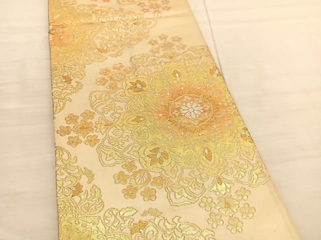 平和屋着物◎六通柄袋帯　飾花文　金銀糸　正絹　逸品　BAAV1971hv