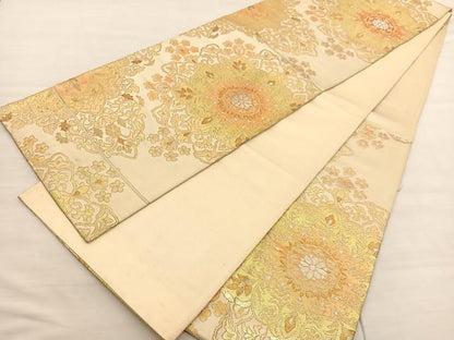 平和屋着物◎六通柄袋帯　飾花文　金銀糸　正絹　逸品　BAAV1971hv