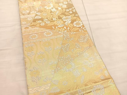 平和屋着物◎六通柄袋帯 切嵌花鳥文 金銀糸 正絹 逸品 BAAV1973hv