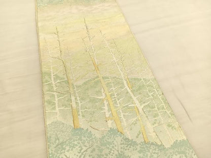 平和屋着物◎六通柄袋帯　唐織　木立風景文　金銀糸　正絹　逸品　BAAV1974hv