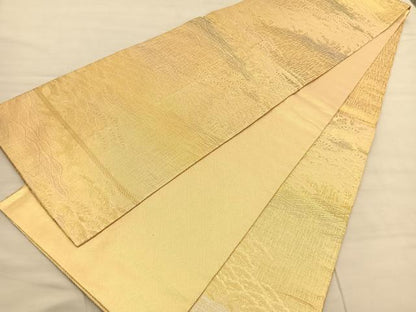 平和屋着物◎本佐賀錦　六通柄袋帯　浜松文　金糸　正絹　逸品　BAAV1978hv