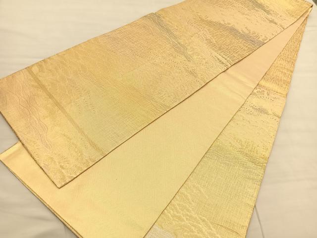 平和屋着物◎本佐賀錦　六通柄袋帯　浜松文　金糸　正絹　逸品　BAAV1978hv