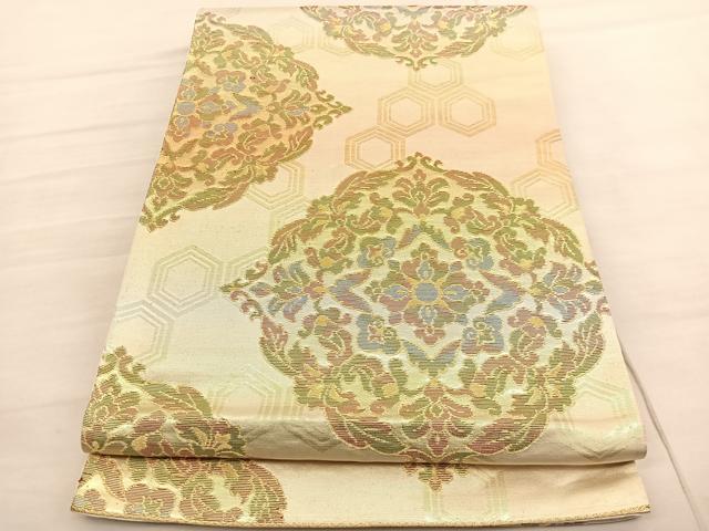平和屋着物◎六通柄袋帯 正倉院花文 金糸 正絹 逸品 BAAV1986hv