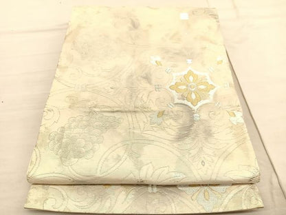 平和屋着物◎西陣 六通柄袋帯 葡萄蔦の葉文 金銀糸 正絹 逸品 BAAV1991hv