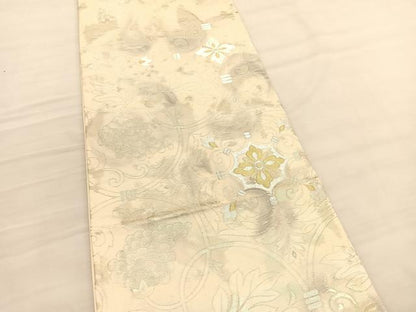 平和屋着物◎西陣 六通柄袋帯 葡萄蔦の葉文 金銀糸 正絹 逸品 BAAV1991hv