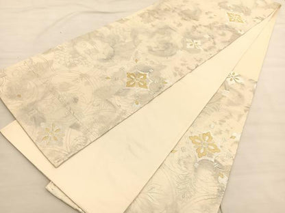平和屋着物◎西陣 六通柄袋帯 葡萄蔦の葉文 金銀糸 正絹 逸品 BAAV1991hv