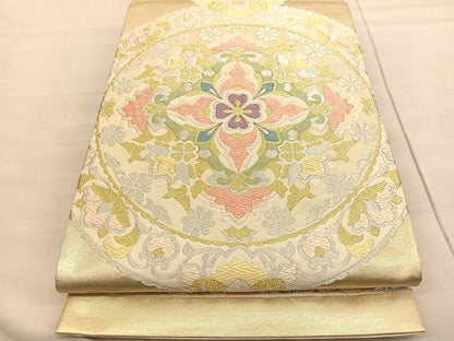 平和屋着物◎六通柄袋帯 唐織 花丸文 金銀糸 正絹 逸品 BAAV1992hv