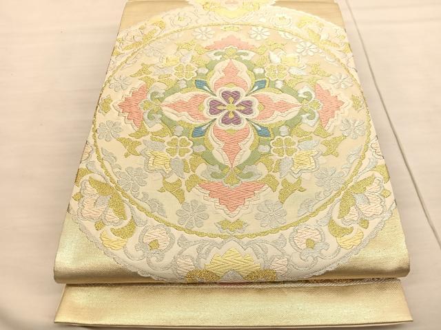 平和屋着物◎六通柄袋帯 唐織 花丸文 金銀糸 正絹 逸品 BAAV1992hv