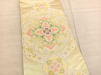平和屋着物◎六通柄袋帯 唐織 花丸文 金銀糸 正絹 逸品 BAAV1992hv