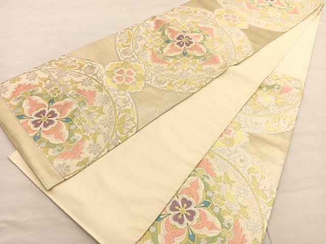 平和屋着物◎六通柄袋帯 唐織 花丸文 金銀糸 正絹 逸品 BAAV1992hv