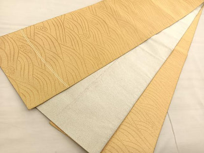 平和屋着物◎両面 全通柄 本袋帯 綴れ 立波文 金糸 正絹 逸品 BAAV1999hv