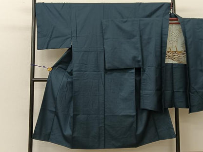 平和屋着物●男性 紬 アンサンブル 100亀甲 羽裏：鷹 正絹 逸品 BAAV2010hj