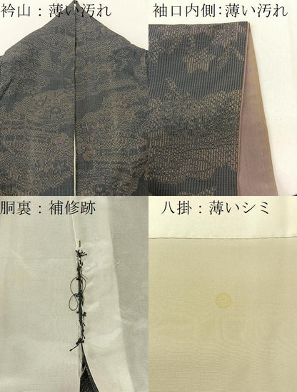 平和屋着物■上質な紬 雲取り風景花文 正絹 逸品 BAAV2387hj
