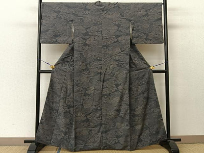 平和屋着物■上質な紬 雲取り風景花文 正絹 逸品 BAAV2387hj