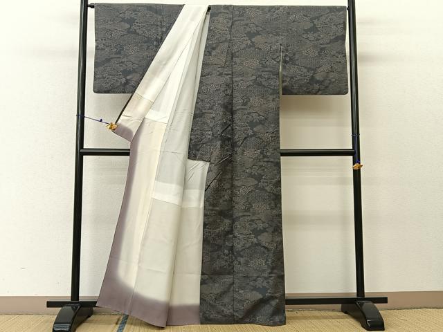 平和屋着物■上質な紬 雲取り風景花文 正絹 逸品 BAAV2387hj