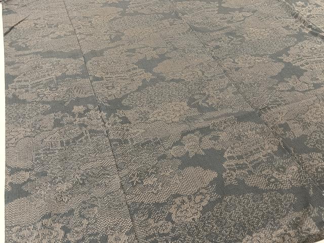 平和屋着物■上質な紬 雲取り風景花文 正絹 逸品 BAAV2387hj