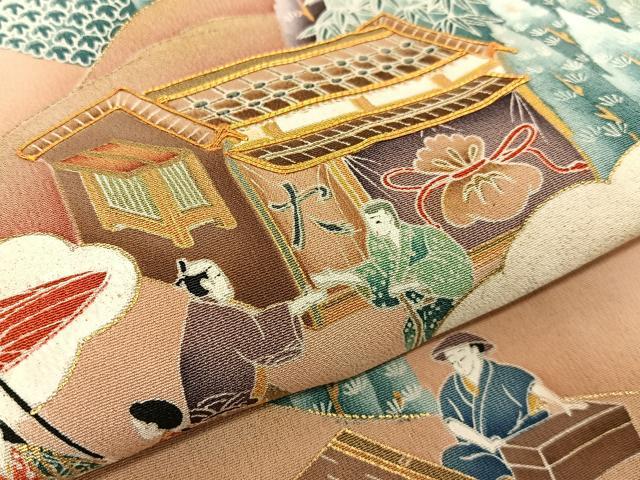 平和屋着物■豪華黒留袖　作家物　駒刺繍　人物風景文　暈し染め　金彩　正絹　逸品　BAAV2466hj