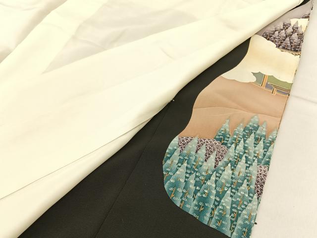 平和屋着物■豪華黒留袖　作家物　駒刺繍　人物風景文　暈し染め　金彩　正絹　逸品　BAAV2466hj