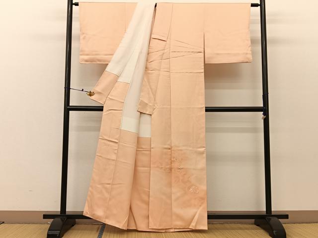 平和屋着物■中国三大刺繍　相良刺繍　色留訪問着　雲隠れ亀甲花文　暈し染め　金糸　正絹　逸品　BAAV2557hj