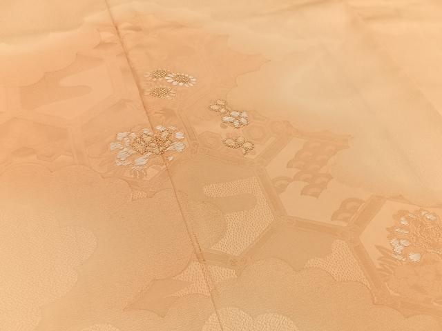 平和屋着物■中国三大刺繍　相良刺繍　色留訪問着　雲隠れ亀甲花文　暈し染め　金糸　正絹　逸品　BAAV2557hj