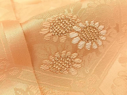 平和屋着物■中国三大刺繍　相良刺繍　色留訪問着　雲隠れ亀甲花文　暈し染め　金糸　正絹　逸品　BAAV2557hj