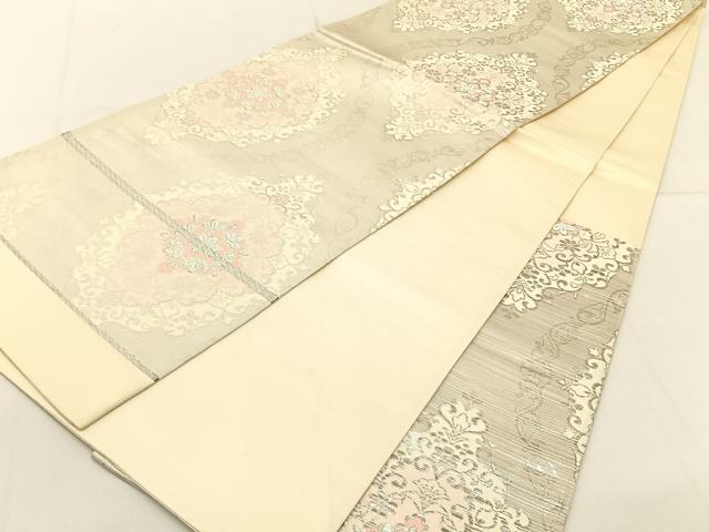 平和屋着物◎六通柄袋帯 正倉院 銀糸 正絹 逸品 BAAV2677hj