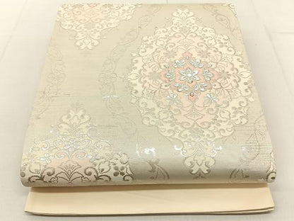 平和屋着物◎六通柄袋帯 正倉院 銀糸 正絹 逸品 BAAV2677hj