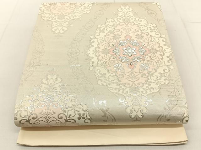 平和屋着物◎六通柄袋帯 正倉院 銀糸 正絹 逸品 BAAV2677hj