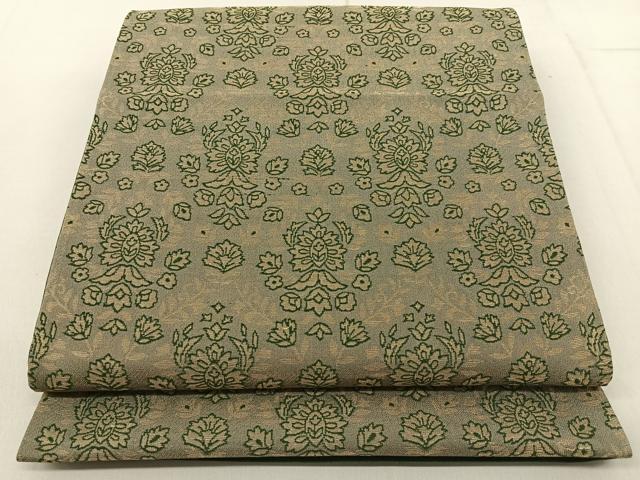 平和屋着物◎六通柄袋帯 更紗草花文 金糸 正絹 逸品 BAAV2678hj