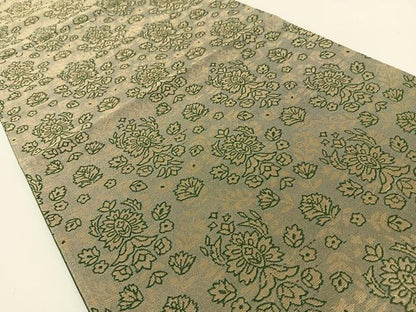 平和屋着物◎六通柄袋帯 更紗草花文 金糸 正絹 逸品 BAAV2678hj