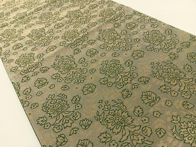 平和屋着物◎六通柄袋帯 更紗草花文 金糸 正絹 逸品 BAAV2678hj