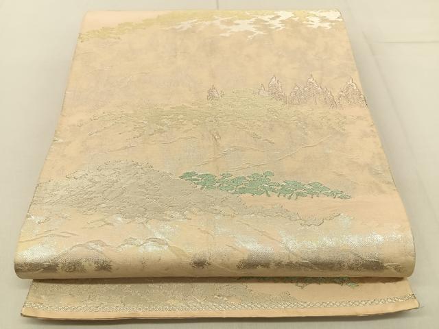 平和屋着物◎六通柄袋帯 樹林文 金銀糸 引箔 正絹 逸品 BAAV2681hj