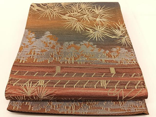 平和屋着物◎六通柄袋帯 松 金銀糸 正絹 逸品 BAAV2684hj