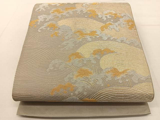 平和屋着物◎六通柄　本袋帯　立波文　金銀糸　BAAV2689hj