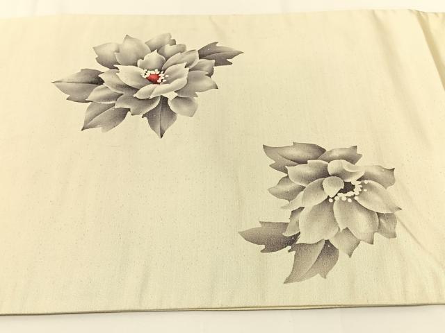 平和屋着物◎太鼓柄袋帯 手描き 草花文 引箔 正絹 逸品 BAAV2697hj