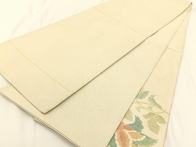 平和屋着物◎太鼓柄袋帯 銀駒刺繍 綴れ 更紗花文 正絹 逸品 BAAV2701hj
