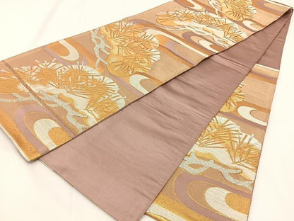 平和屋着物◎六通柄袋帯 松 金銀糸 正絹 逸品 BAAV2703hj