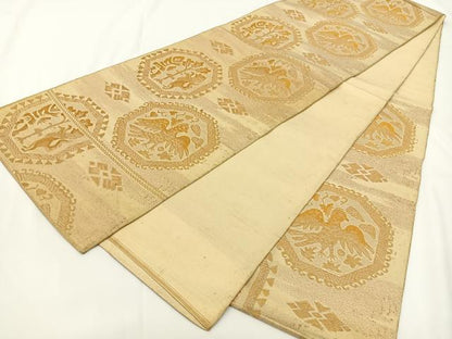 平和屋着物◎六通柄 本袋帯 鳥獣 金糸 BAAV2704hj